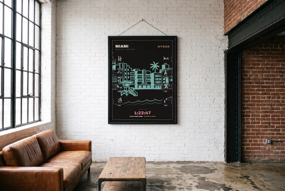 The Noir Miami women's edition in a black frame in an industrial loft