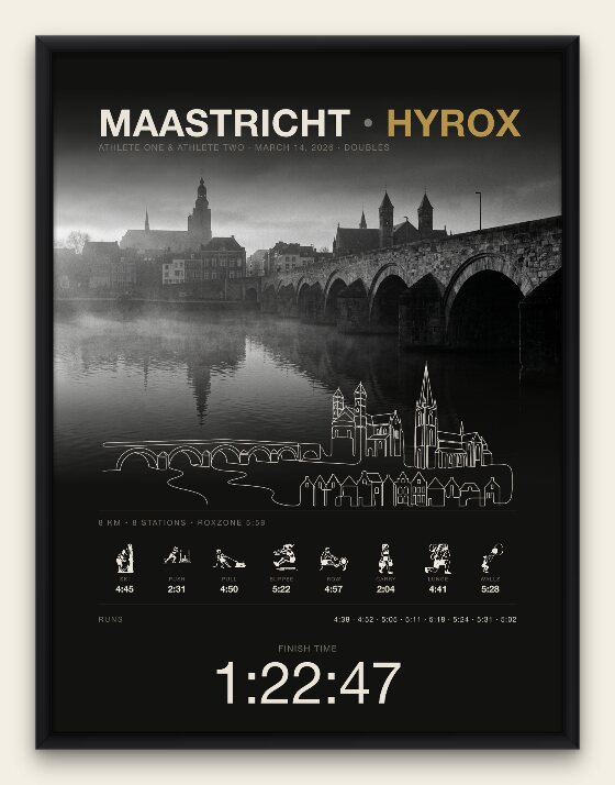 The Cityline city portrait, Maastricht doubles edition, black frame
